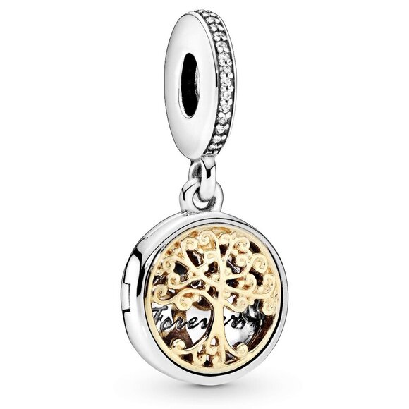 Pandora Charm Family Roots Cubic Zirconia Charm Sterling Silver/14K Yellow Gold - Picture 1 of 5